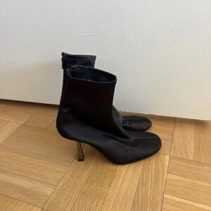 Zara Black Satin Heeled Boots